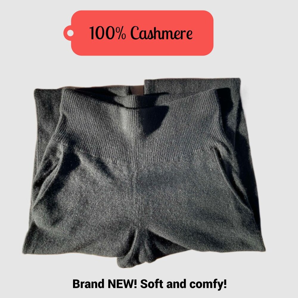 Lord & Taylor NEW 100% Cashmere Pull On Black SweatPants Size S